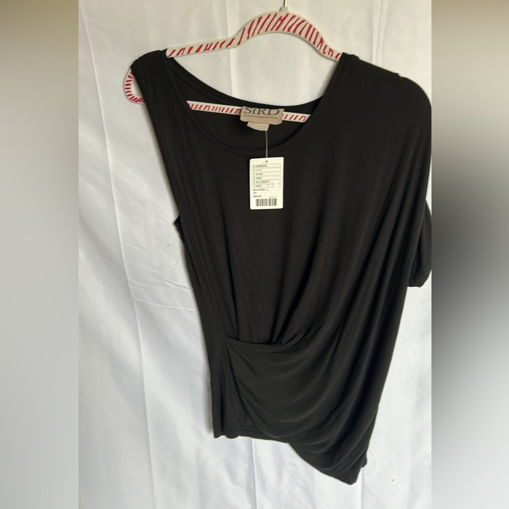 Anthropologie black one sided dressy shirt sz XS